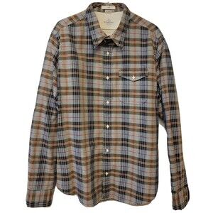Foundry Plaid Button Down Long Sleeve Cotton Size L Men's Shirt